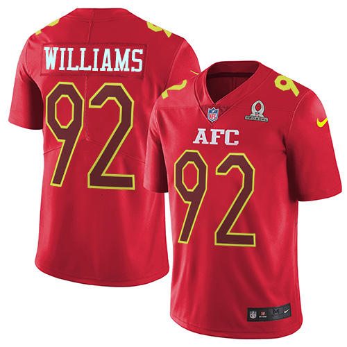 Nike Jets #92 Leonard Williams Red Men's Stitched NFL Limited AFC Pro Bowl Jersey - Click Image to Close